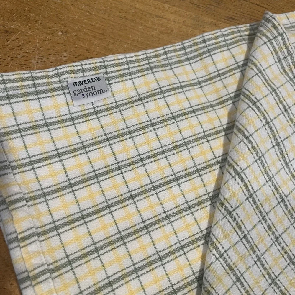 Waverly Garden Room Yellow Green Plaid Cottagecore Oblong Tablecloth 54x92